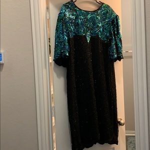 Beaded and sequin cocktail dress.